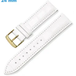 Bracelet pour montre 24 mm Cuir véritable Blanc