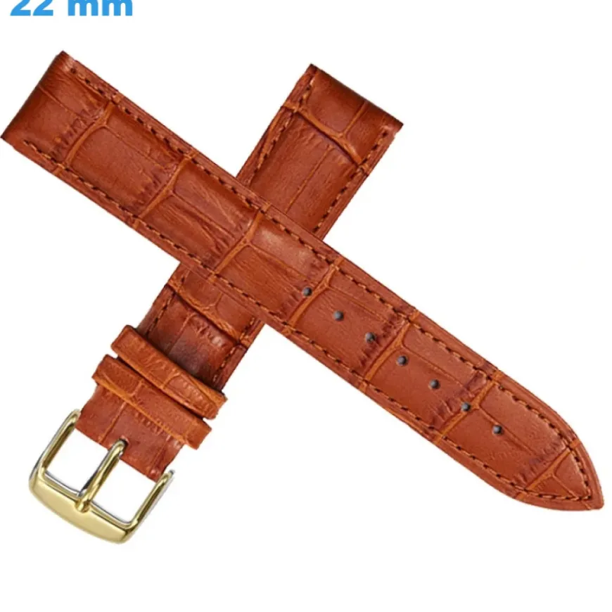 Bracelet pour montre 22 mm Cuir véritable Brun fermoir Ardillon