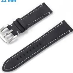 Bracelet pour montre 22 mm Cuir véritable Ardillon Noir