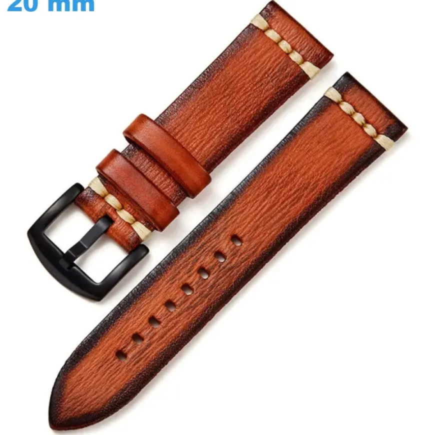 Bracelet pour montre 20 mm Faux cuir boucle Ardillon Orange