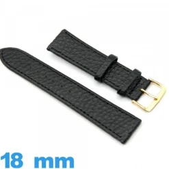 Bracelet pour montre  18mm Noir Cuir Synthétique Vegan