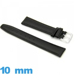 Bracelet pour montre  10mm Noir Vrai cuir