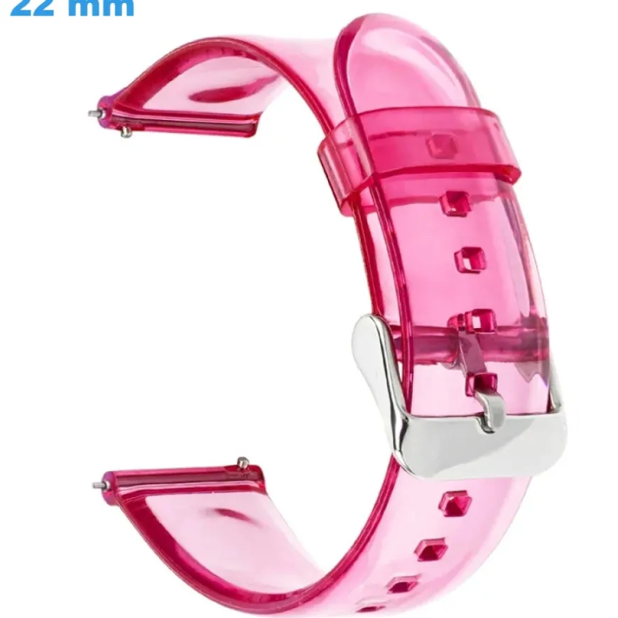 Bracelet pour montre 22 mm Plastique Transparent et Jaune fermoir Déployant