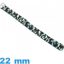 Bracelet pour montre Nato 22 mm Camo militaire Bleu Nylon