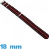 Bracelet pour montre N.A.T.O Noir et Rouge  tissu 18mm