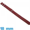 Bracelet pour montre N.A.T.O Rouge (Vin) Textile 18mm