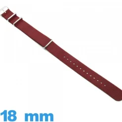 Bracelet pour montre N.A.T.O Rouge (Vin) Textile 18mm