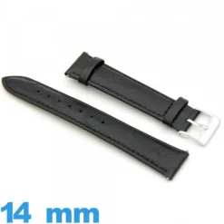 Bracelet pour montre Noir Cuir véritable luxe de veau Cuir autruche  14mm