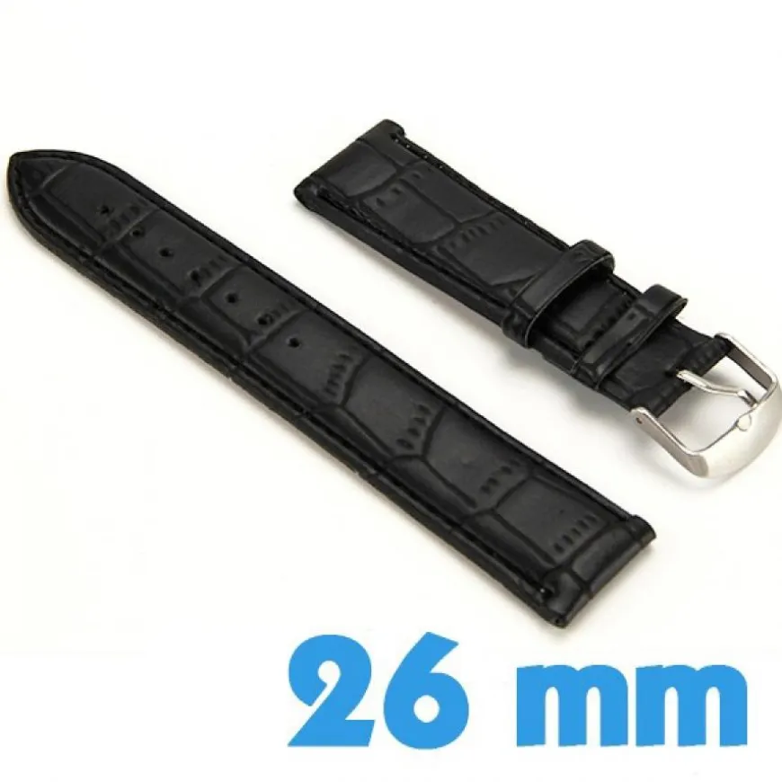 Bracelet pour montre Noir Cuir Synthétique 2.6 cm croco