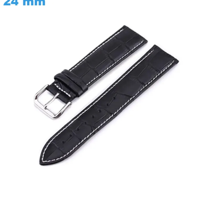 Bracelet pour montre Noir 24 mm Cuir véritable