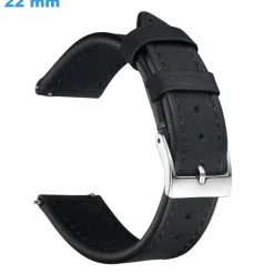 Bracelet pour montre Noir 22 mm Cuir véritable