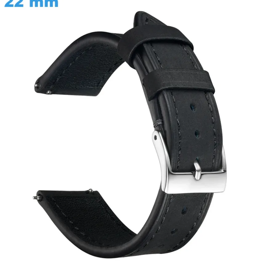 Bracelet pour montre Noir 22 mm Cuir véritable