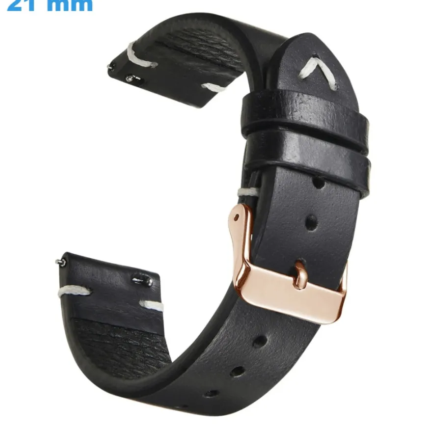 Bracelet pour montre Noir 21 mm Cuir véritable