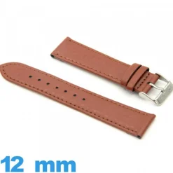 Bracelet pour montre Plat cuir véritable 12 mm Grain Buffalo