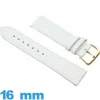Bracelet pour montre Plat 16 mm Blanc Cuir de veau vegan/synthétique
