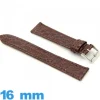 Bracelet pour montre Plat 16 mm marron cuir véritable Crocodile