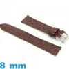 Bracelet pour montre Plat 8 mm marron cuir Crocodile