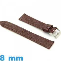 Bracelet pour montre Plat 8 mm marron cuir Crocodile
