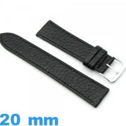 Bracelet pour montre Plat Noir Cuir Synthétique 20mm