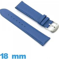 Bracelet pour montre Rembourré Bleu Cuir artificiel PU enduit de polyuréthane 18 mm Texturé