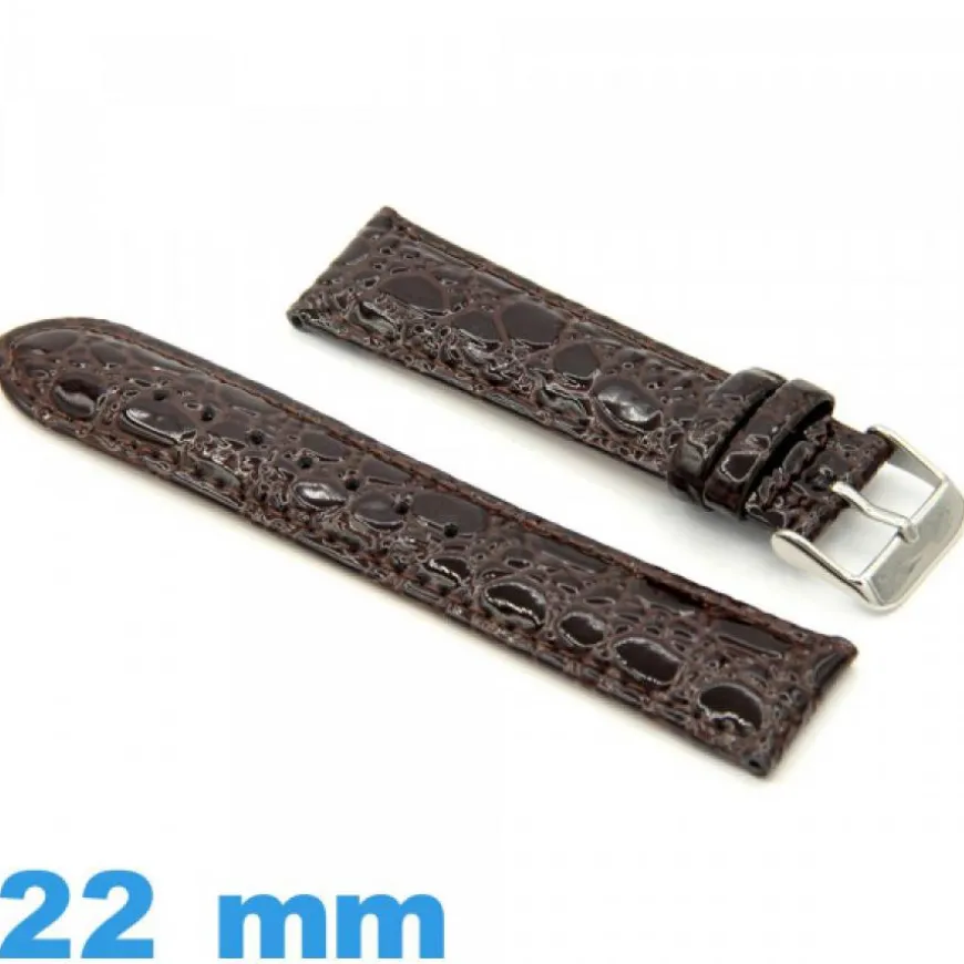 Bracelet pour montre Rembourré cuir véritable 22 mm Crocodile