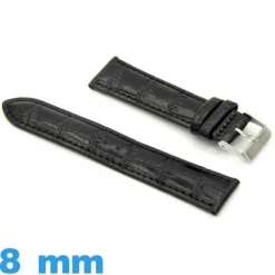 Bracelet pour montre Rembourré 8mm Noir cuir Alligator