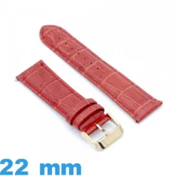 Bracelet pour montre rouge Cuir véritable de veau de luxe 22 mm