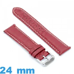 Bracelet pour montre rouge Cuir de veau véritable de luxe à motif d'écailles 24 mm