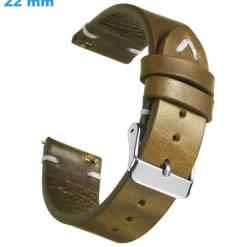 Bracelet pour montre Vert 22 mm Cuir véritable