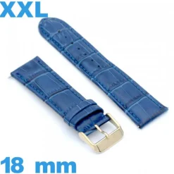 Bracelet pour montre XXL bleu Cuir véritable de veau de luxe 18mm