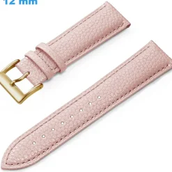 Bracelet Rose 12 mm Cuir véritable pour montre boucle Ardillon