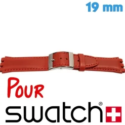 Bracelet Rouge 19 mm Cuir pour montre Swatch
