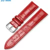 Bracelet Rouge 20 mm Cuir véritable pour montre