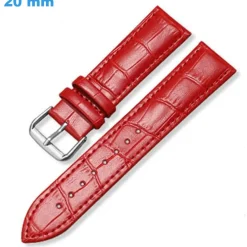Bracelet Rouge 20 mm Cuir véritable pour montre