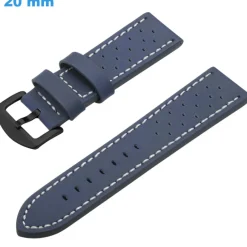 Bracelet Simili cuir pour montre Bleu 20 mm