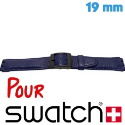 Bracelet Swatch 19 mm Cuir Bleu pour montre