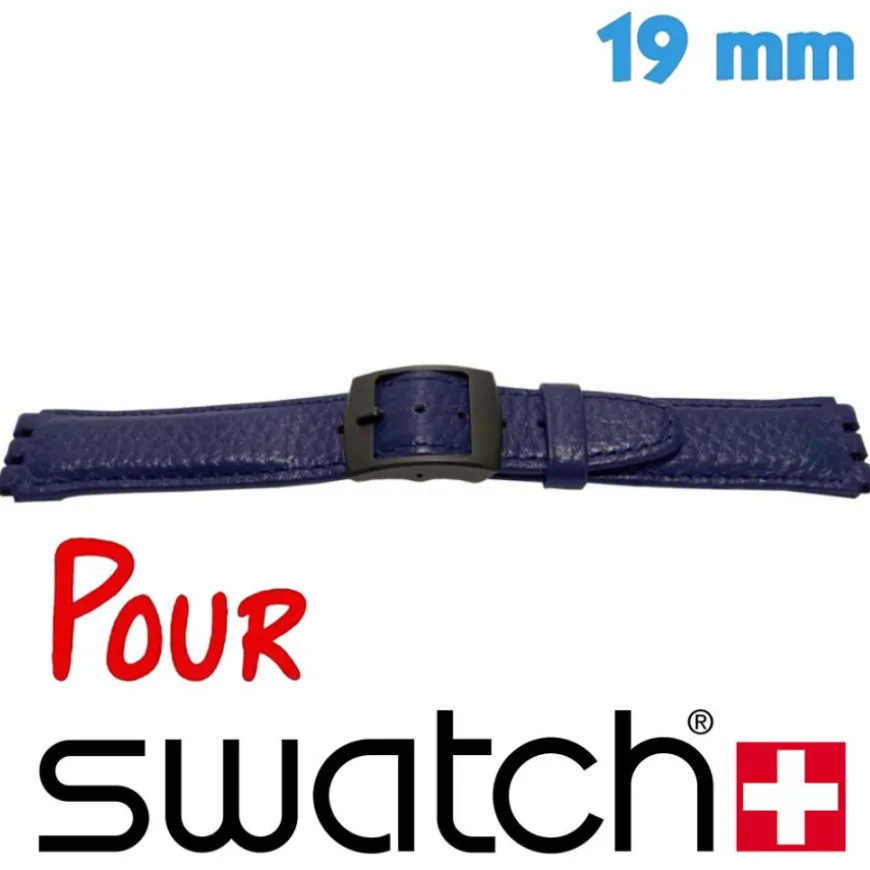 Bracelet Swatch 19 mm Cuir Bleu pour montre