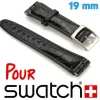 Bracelet Swatch 19mm Cuir Noir Croco