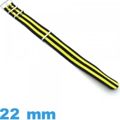 Bracelet Textile 22 mm N.A.T.O Noir et Jaune pour montre