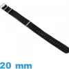 Bracelet Textile Noir montre 20 mm Nato