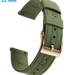 Bracelet Tissu boucle Ardillon de montre Vert 22 mm