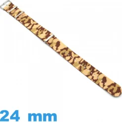 Bracelet tissu Marron Camo militaire montre 24mm N.A.T.O