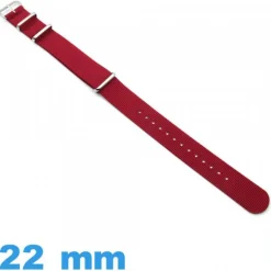 Bracelet tissu 22 mm Nato Rouge foncé pour montre