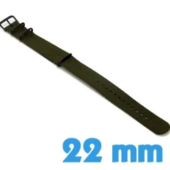 Bracelet Tissu Vert militaire 22mm pour montre