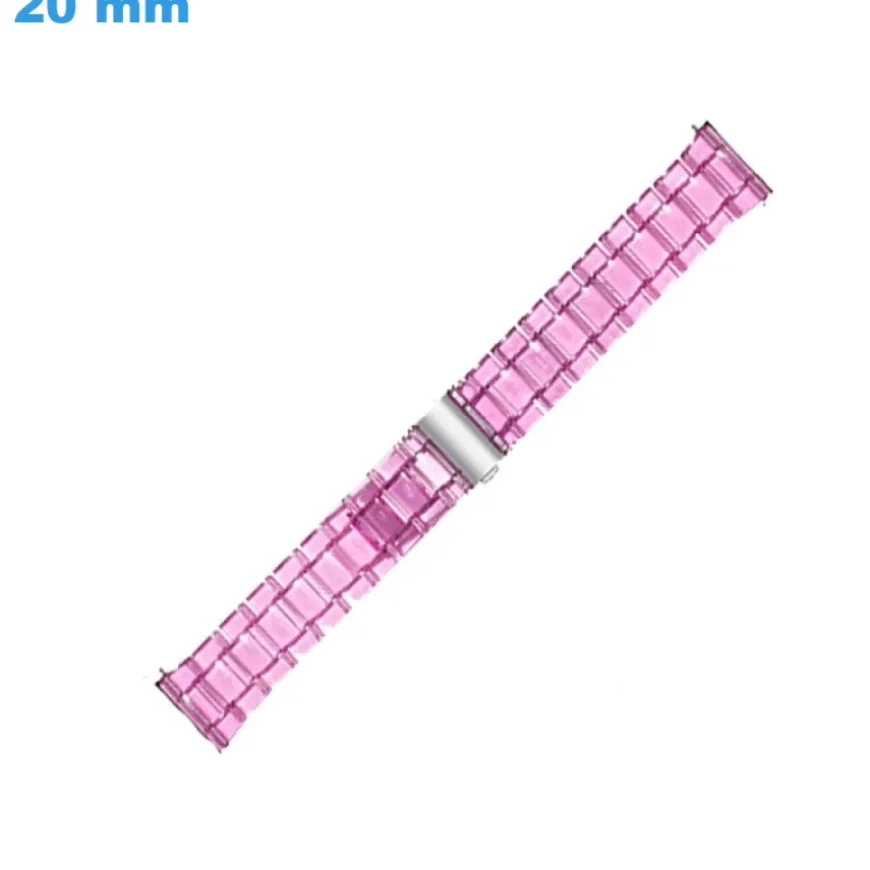 Bracelet Transparent et Rose 20 mm Plastique montre