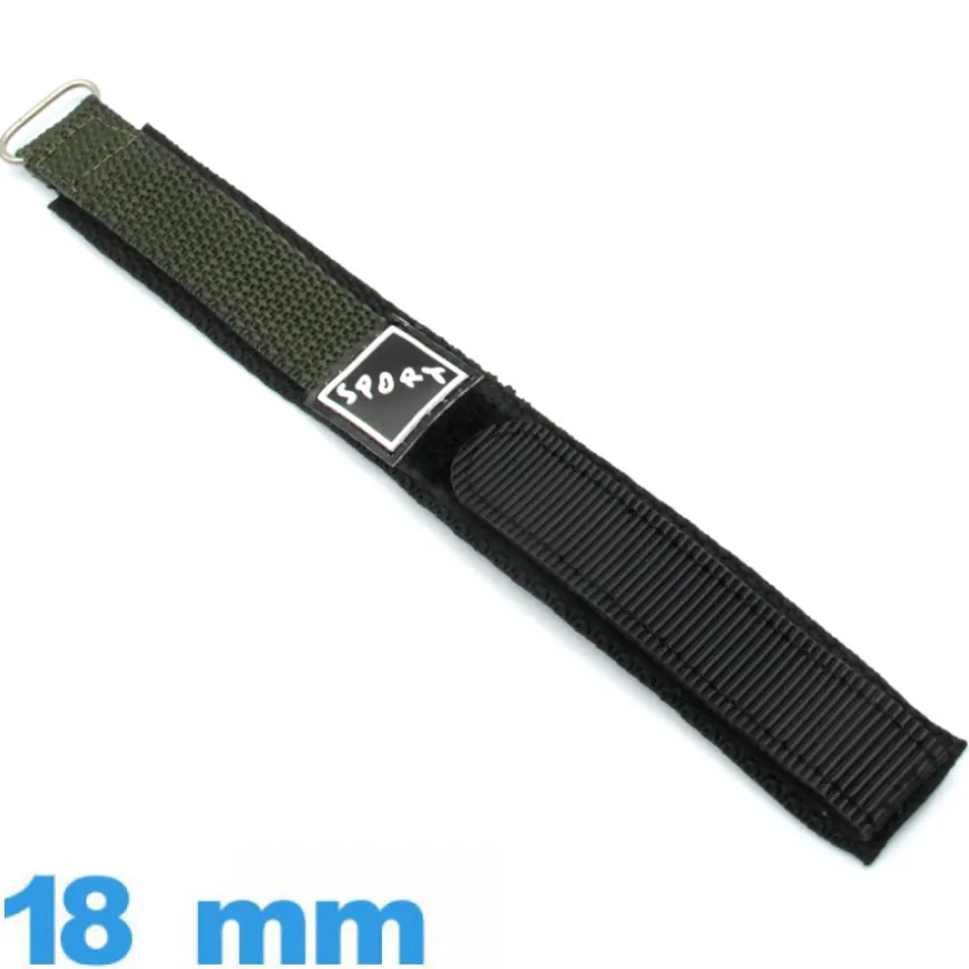 Bracelet Velcro pour Montre Kaki 18 mm en Nylon