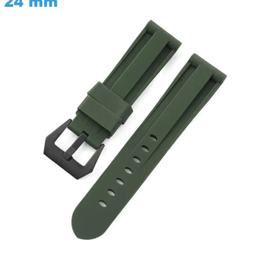 Bracelet Vert 24 mm Caoutchouc de montre Ardillon