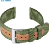 Bracelet Vert 22 mm Nylon montre boucle Ardillon