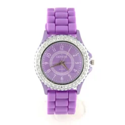 Bracelet violet silicone montre femme pas chère marque Geneva