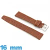 Bracelet Vrai cuir Marron clair montre 16 mm plat